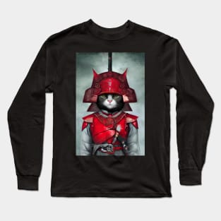 Samurai Cat Warrior Long Sleeve T-Shirt
